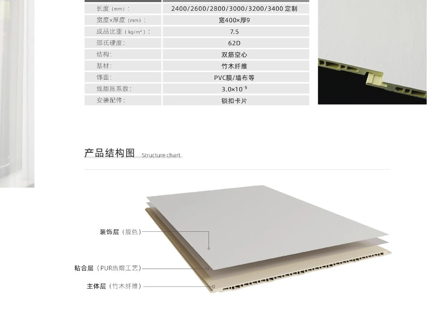 Layered structure of 400 Double-rib Interlocking Panel